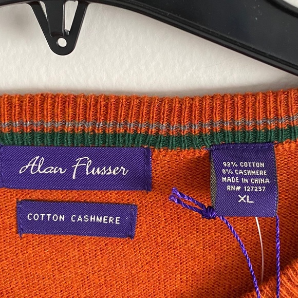Alan Flusser Fine Cashmere Vneck Sweater Orange - Picture 7 of 8